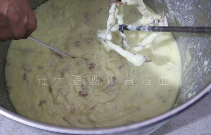 土豆打碎完成后，溫度為50度